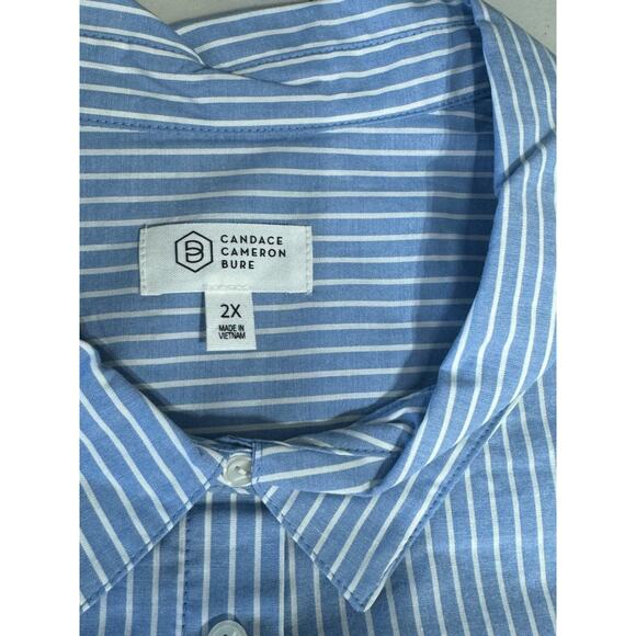 Candace Cameron Bure PLUS Hi-Low Boyfriend Shirt Ragetta Strip Size 2X NWOT - Picture 8 of 11